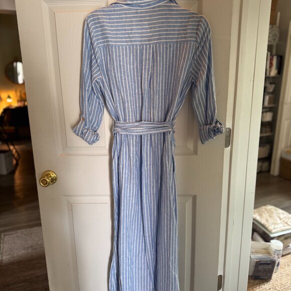NWT Zara LINEN BLEND MIDI SHIRTDRESS XS - Picture 12 of 12